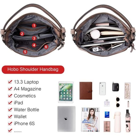 Tote Bag PU Leather Shoulder Bags Fashion Hobo Bags Large Purse and Handbags - Picture 4 of 6